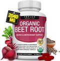 Organic Beet Root Powder Tablets - 2040mg Natural Nitric Oxide Beets to Support, Energy, Black Pepper Better Absorption, Non-GMO, 90 Tablets