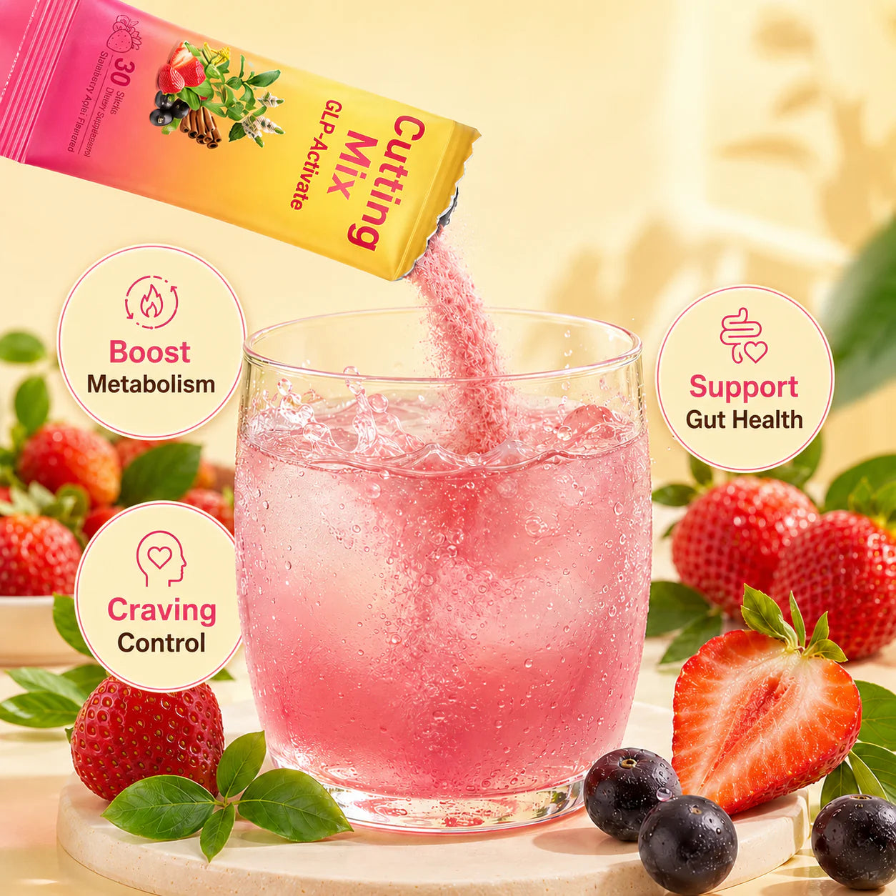 Cutting Drink Mix – GLP-1 Drink Mix with 5-HTP, Yerba Mate & Magnesium, FOS