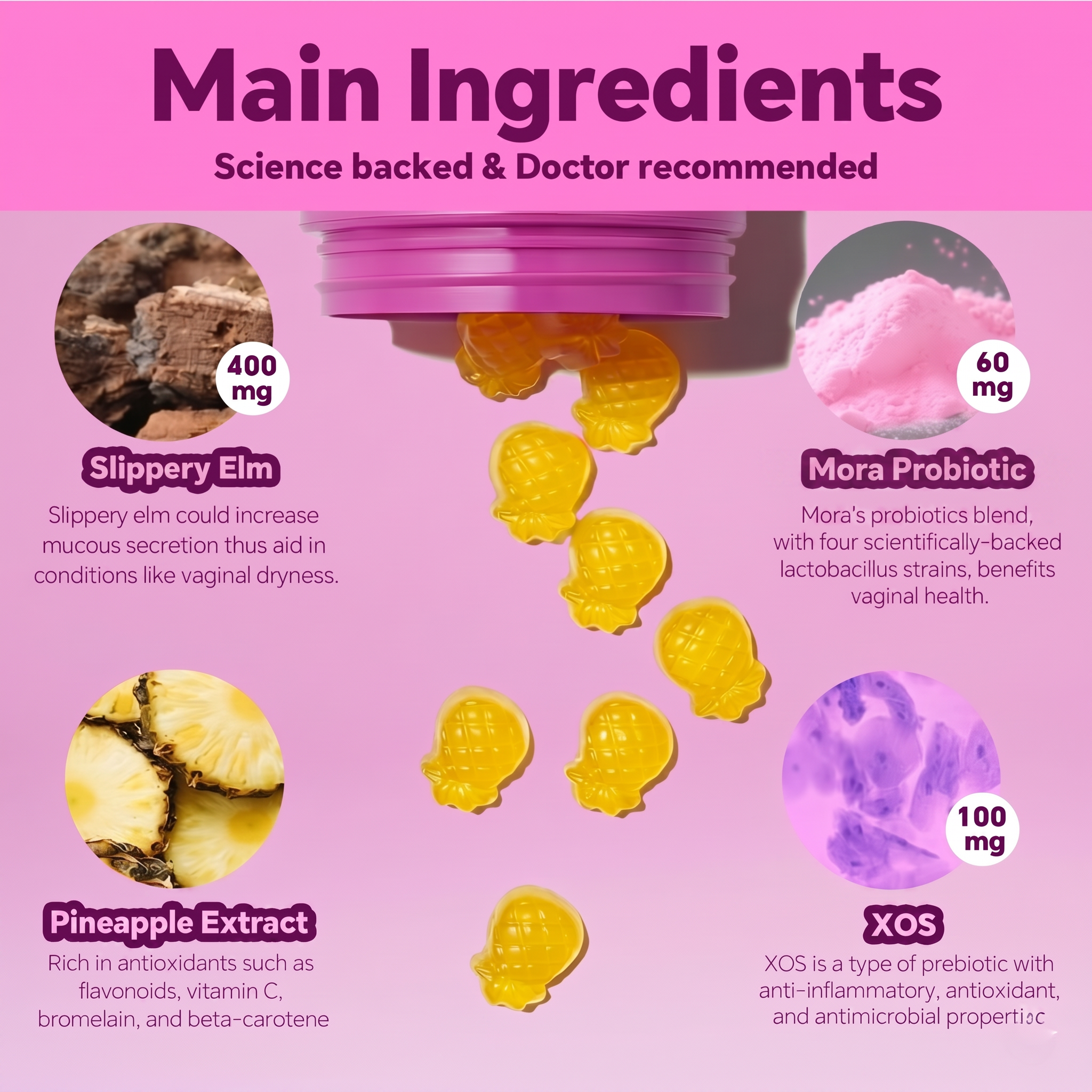 Women's Probiotics Gummies + Slippery Elm