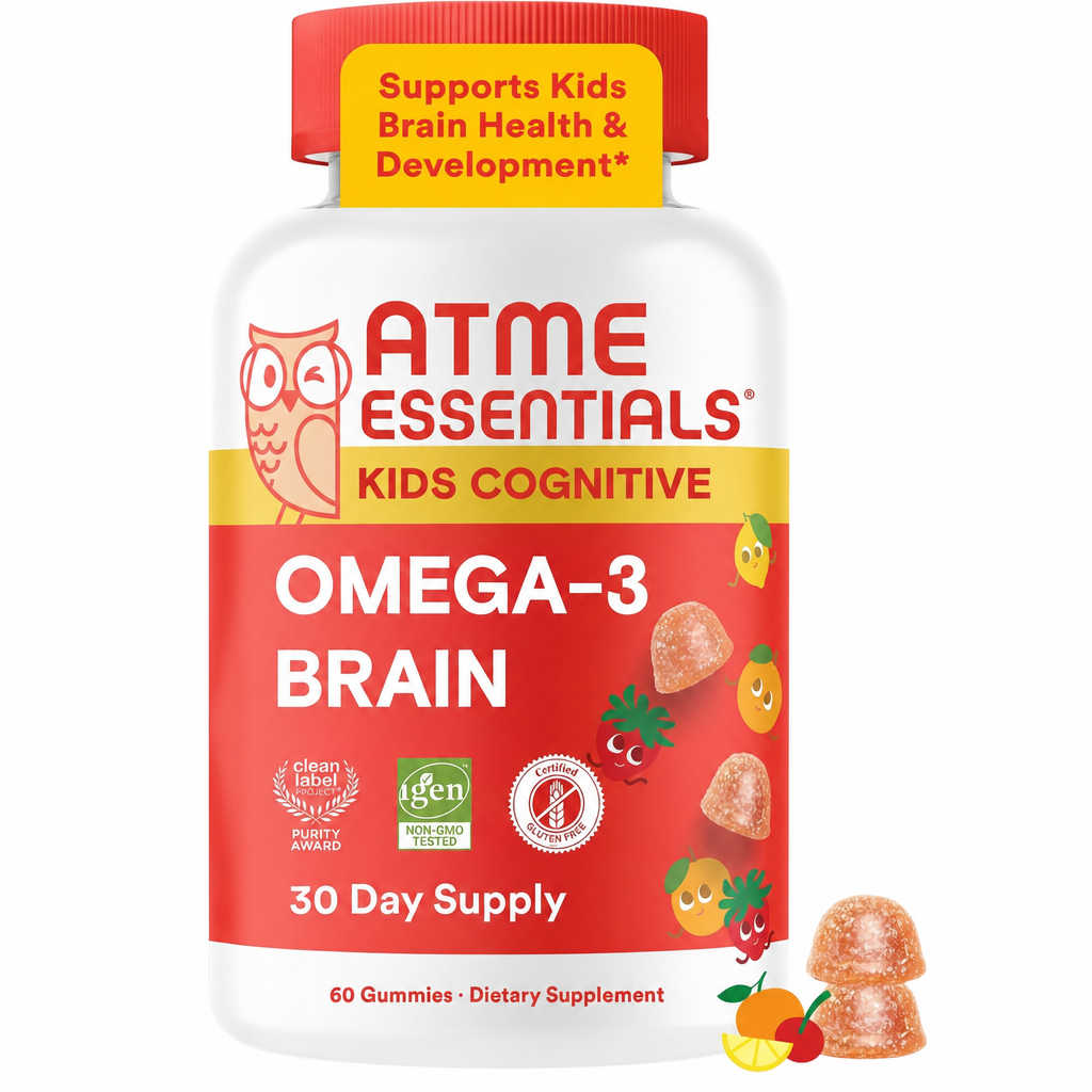 Kids Cognitive Omega-3 Brain Gummies with DHA & EPA, Citrus Strawberry